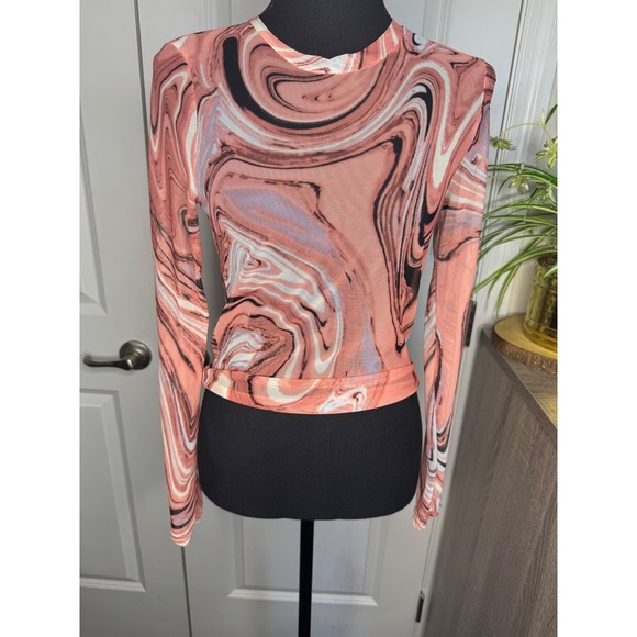 Women's Y2K Full Tilt Long Sleeve‎ Mesh Cropped Top size Large - Picture 1 of 5